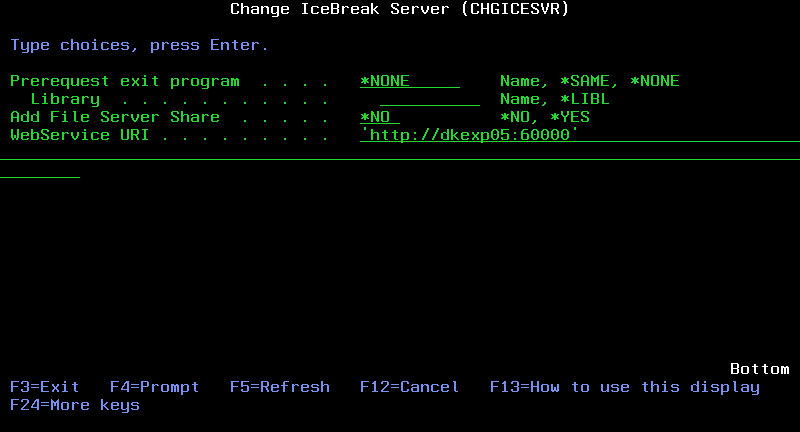 Change IceBreak Server (CHGICESVR)